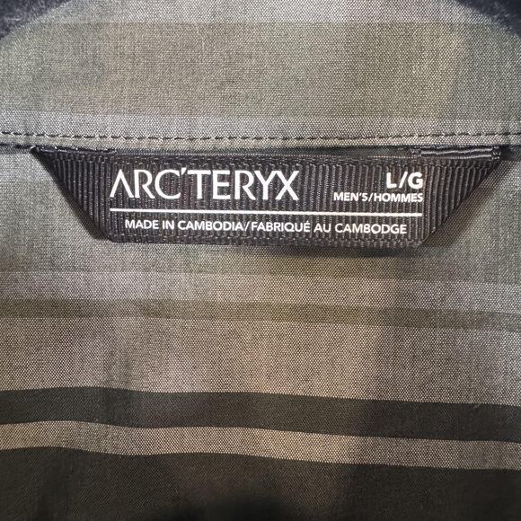 Arc'teryx Brohm Striped Shirt Mens Large Green Gray Short Sleeve Button Up Logo - Picture 4 of 12